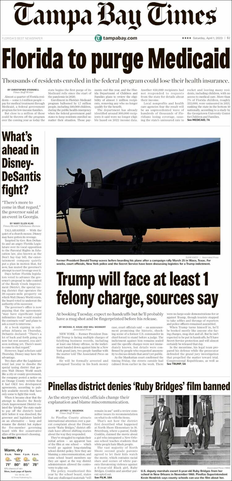 Portada de Tampa Bay Times (USA)