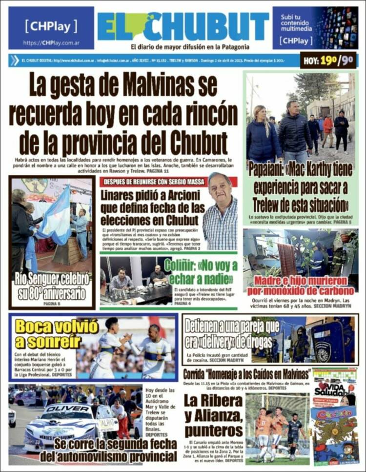 Portada de El Chubut (Argentina)