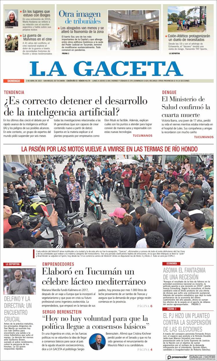 Portada de La Gaceta (Argentina)