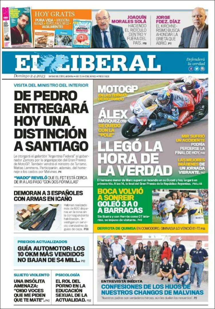 Portada de Diario El Liberal (Argentina)