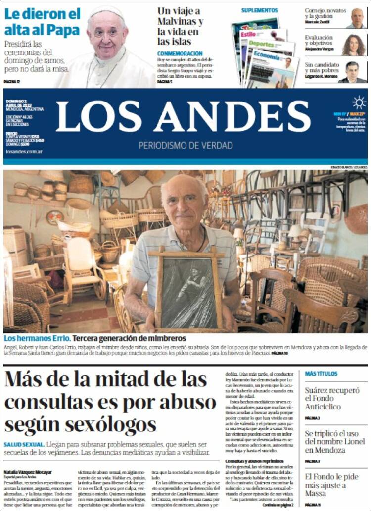 Portada de Los Andes - Mendoza (Argentina)