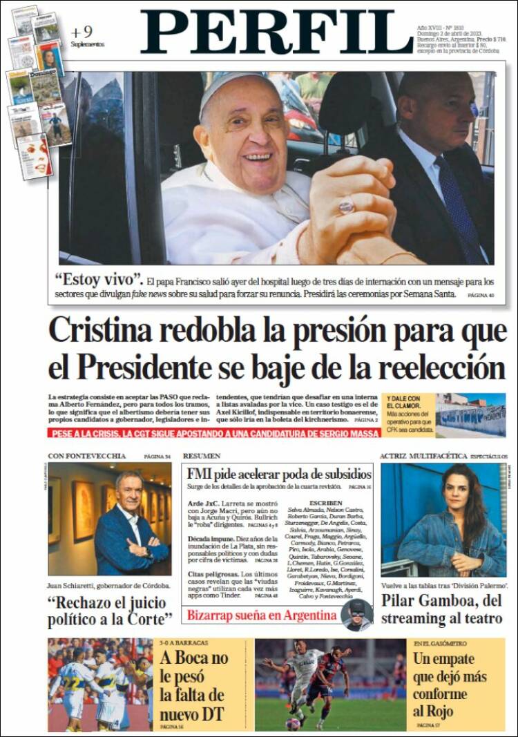Portada de Diario Perfil (Argentina)