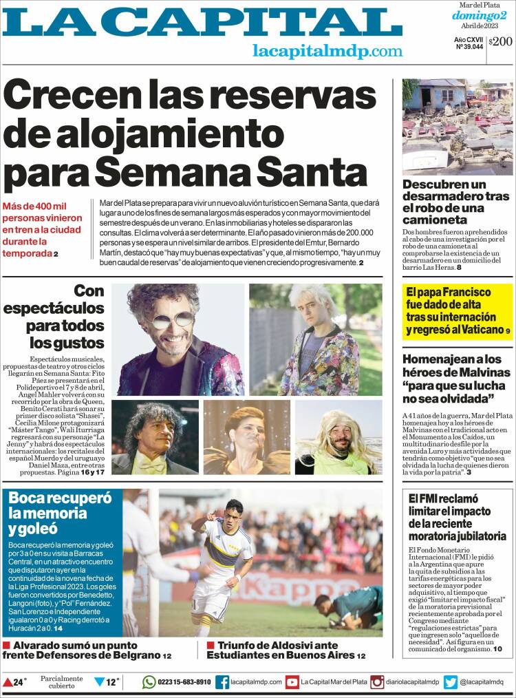 Portada de Diario La Capital - Mar del Plata (Argentina)