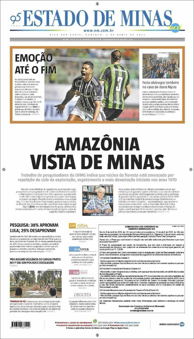 Portada de Jornal Estado de Minas (Brasil)
