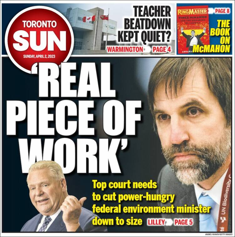 Portada de The Toronto Sun (Canadá)