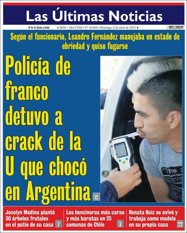 Portada de Las Últimas Noticias (Chile)