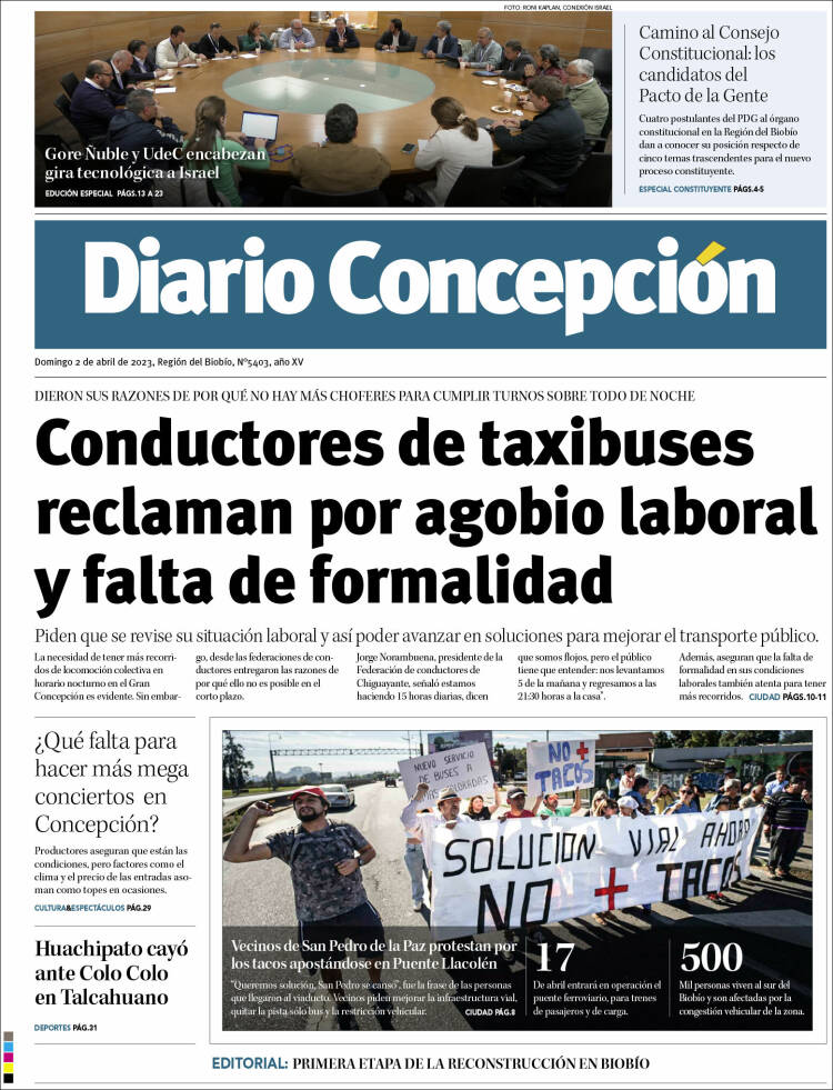 Portada de Diario de Concepción (Chile)