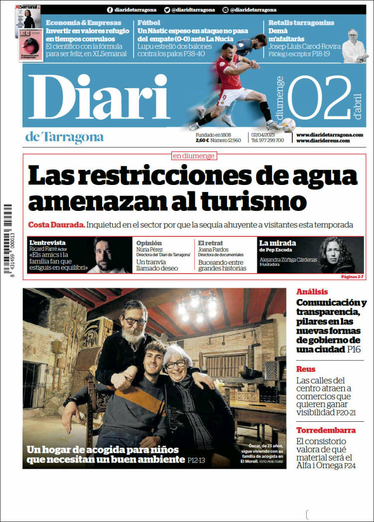 Portada de Diari de Tarragona (España)