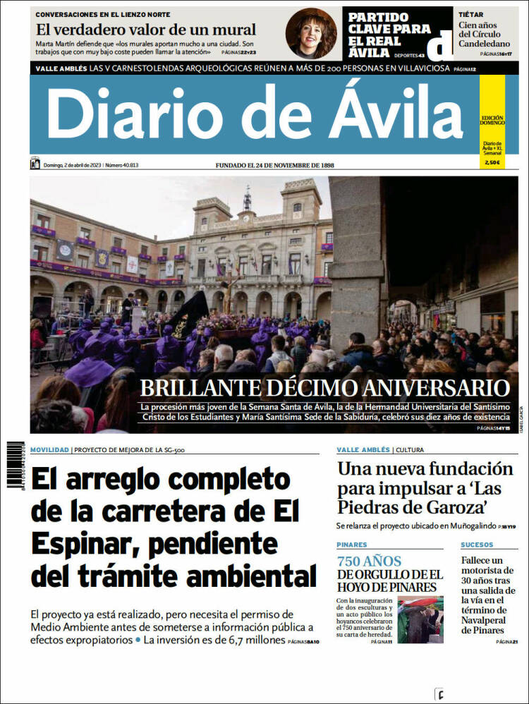 Portada de Diario de Ávila (España)