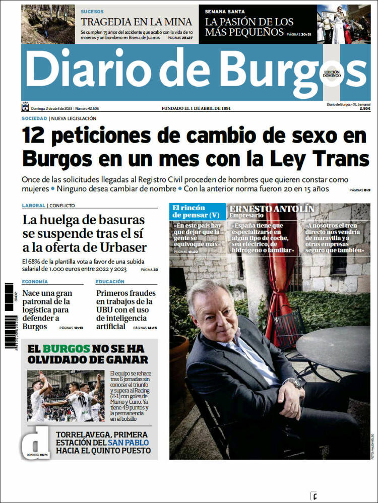 Portada de Diario de Burgos (España)