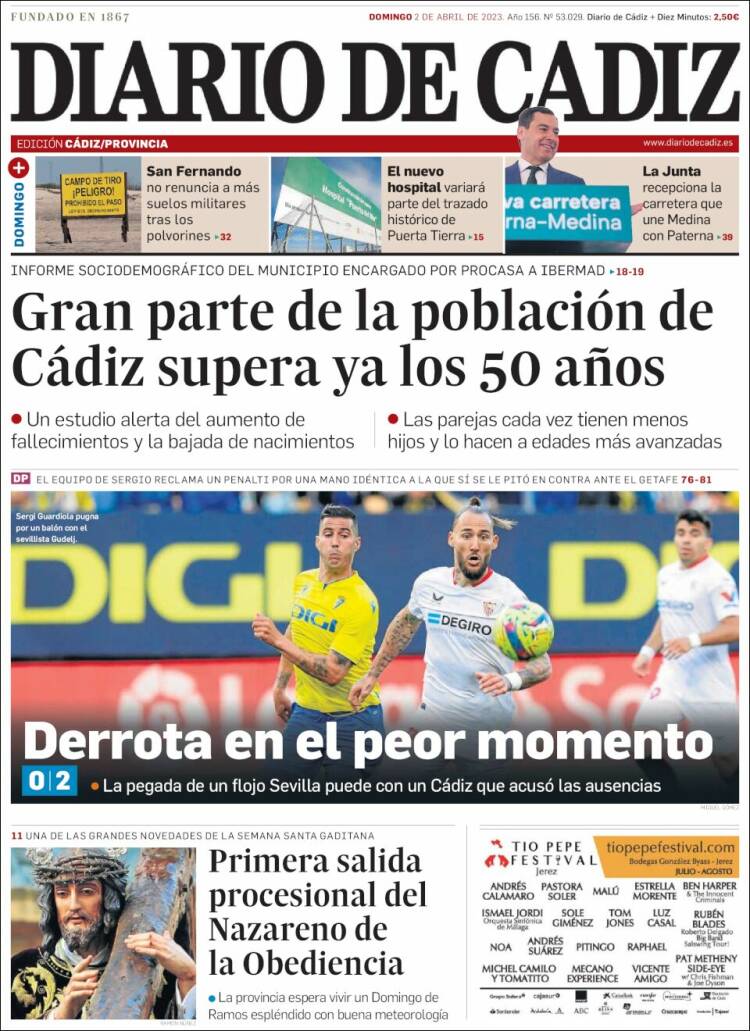 Portada de Diario de Cádiz (España)