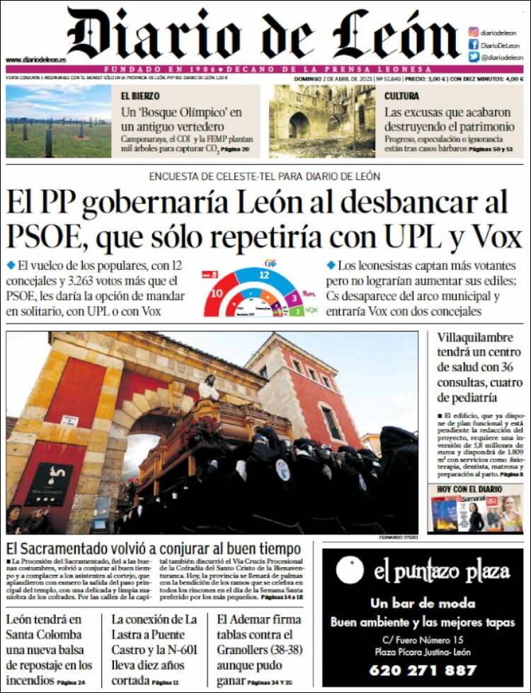 Portada de Diario de León (España)