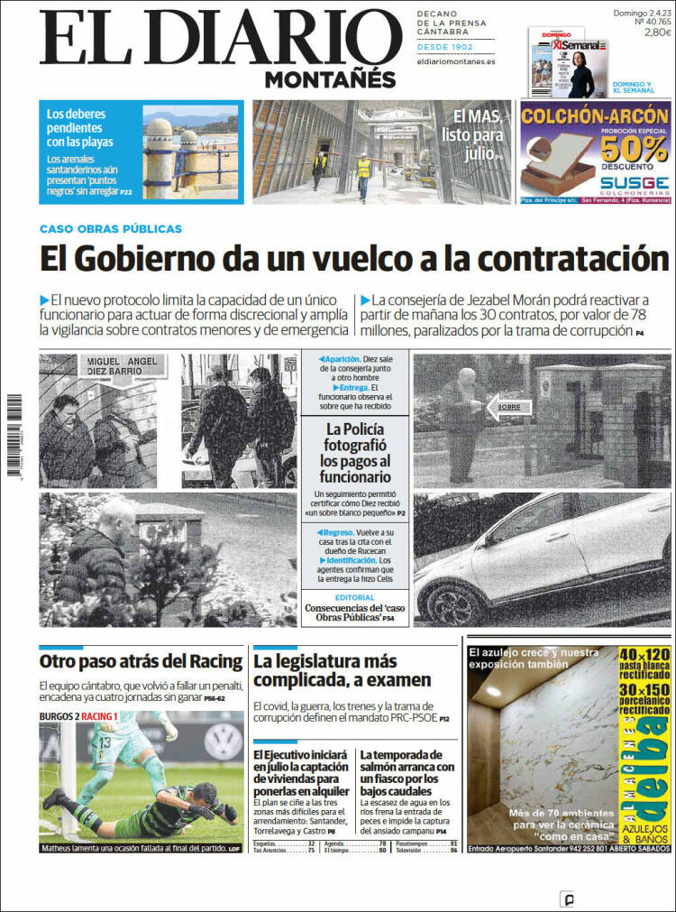 Portada de El Diario Montañés (España)