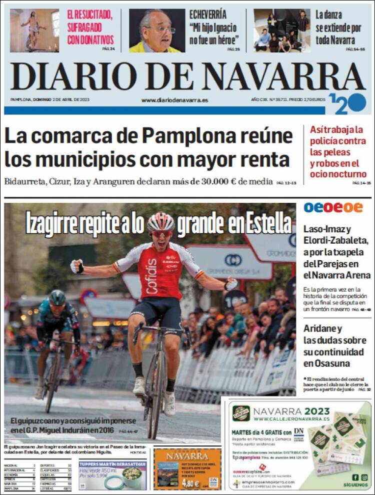 Portada de Diario de Navarra (España)