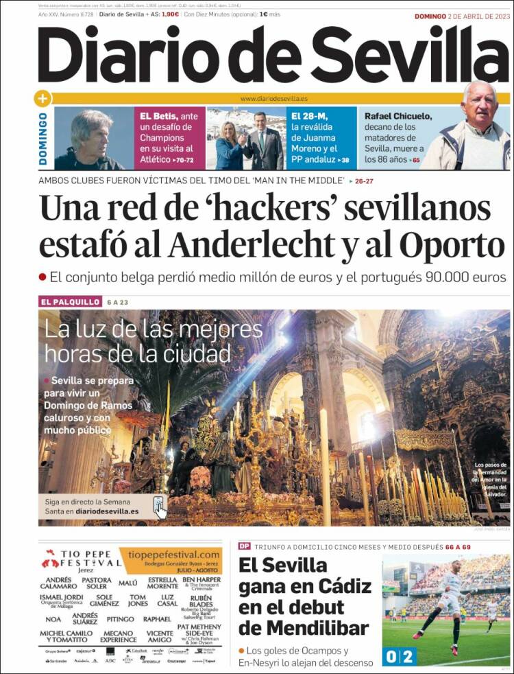 Portada de Diario de Sevilla (España)