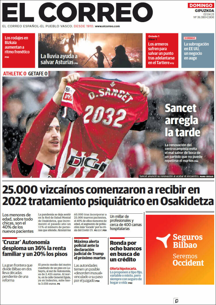 Portada de El Correo - Guipuzcoa (España)