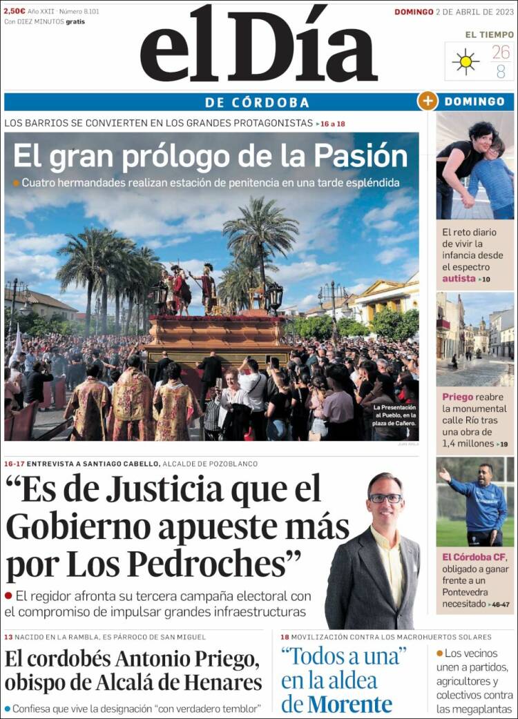 Portada de El Día de Córdoba (España)