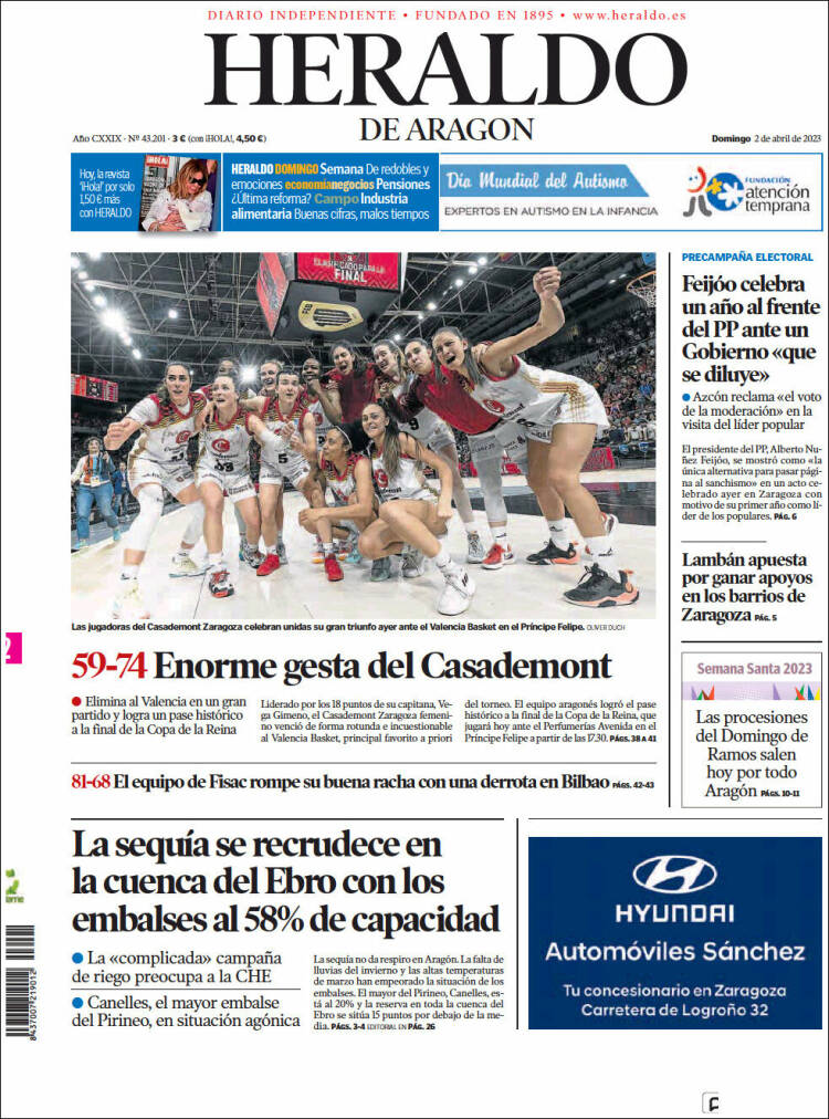 Portada de Heraldo de Aragón (España)