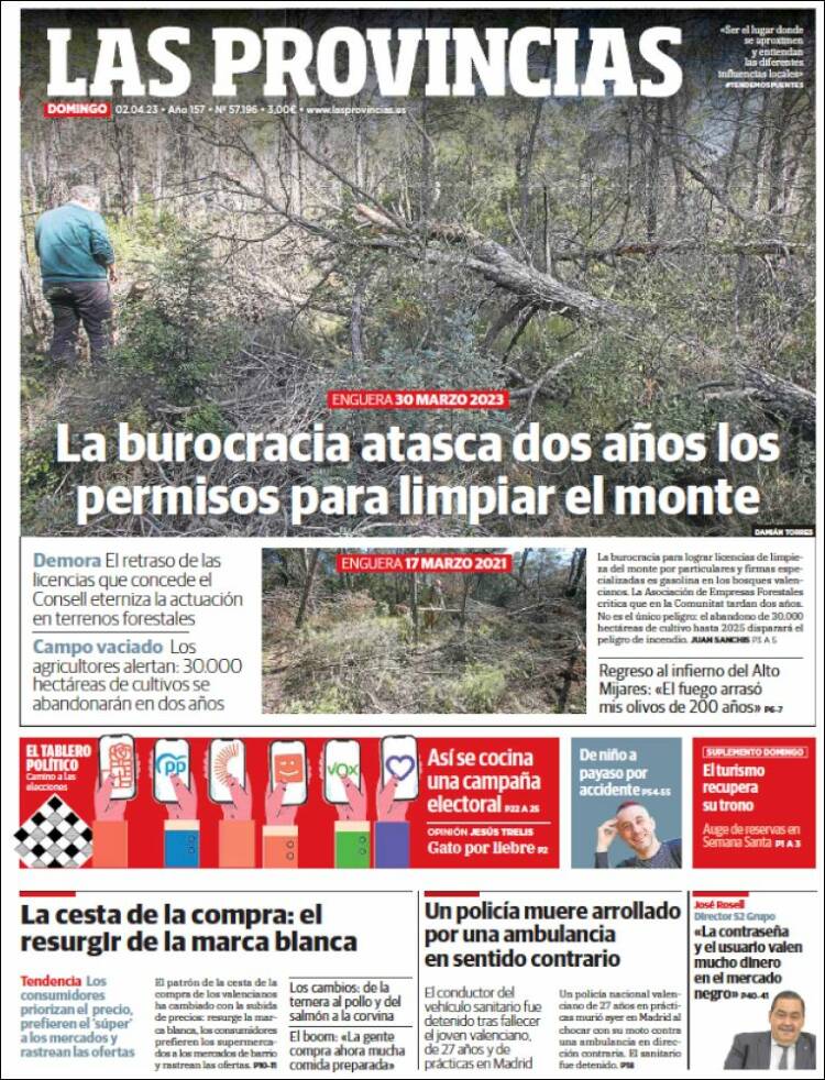 Portada de Las Provincias (España)