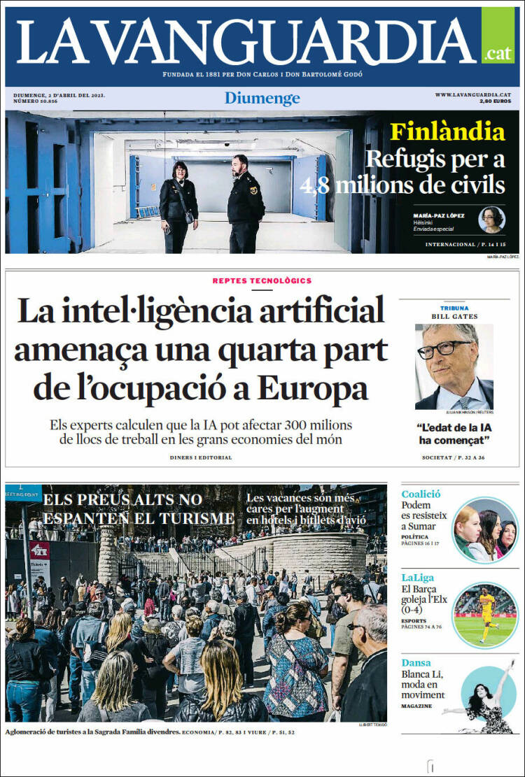 Portada de La Vanguardia (España)