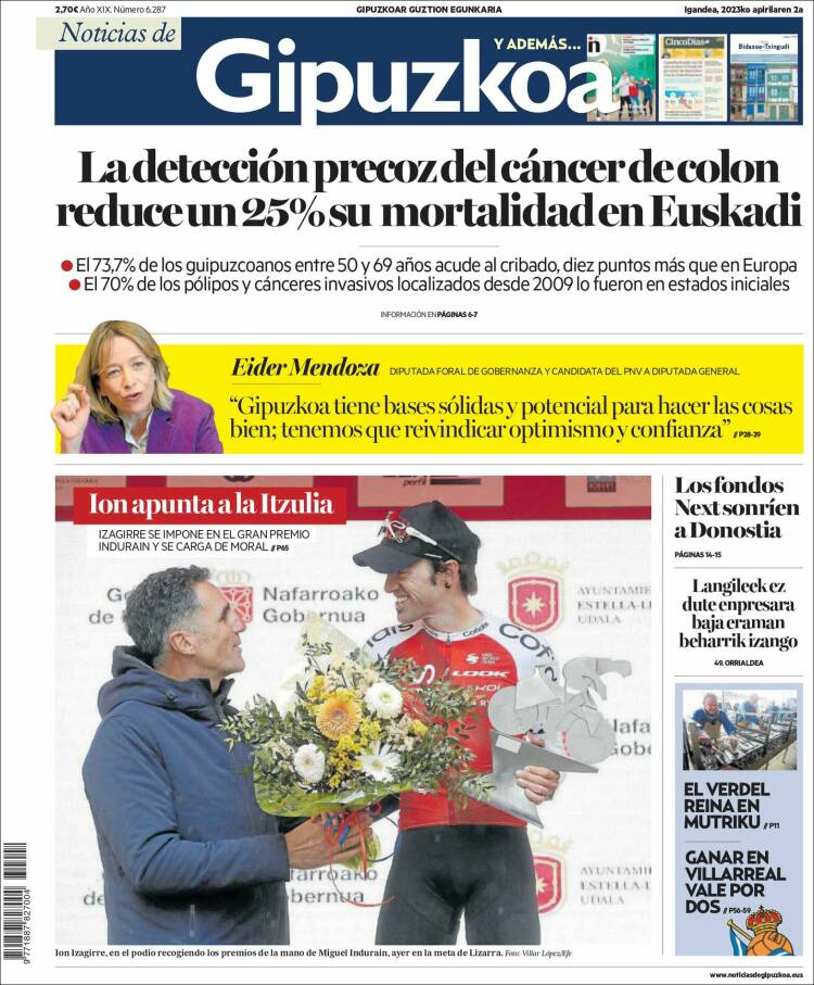 Portada de Noticias de Gipuzkoa (España)