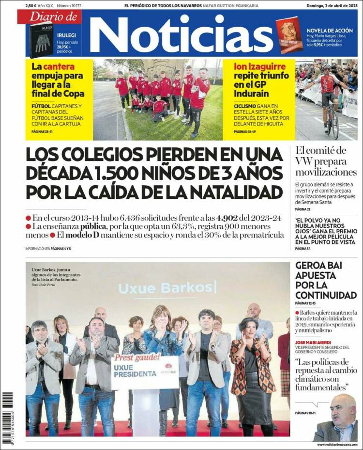 Portada de Noticias de Navarra (España)