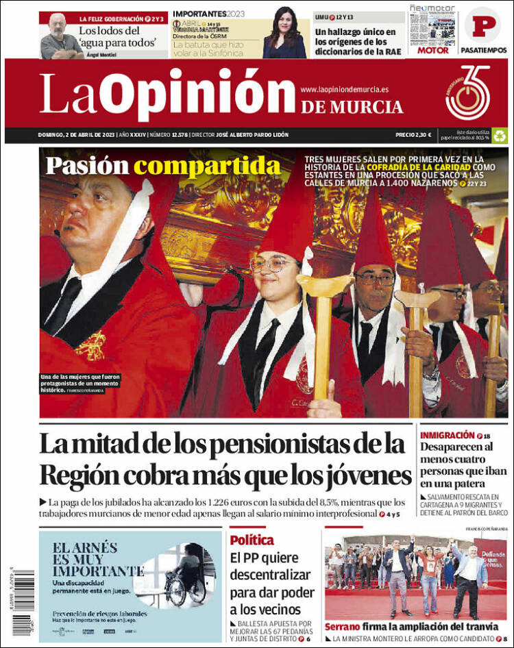 Portada de La Opinión de Murcia (España)