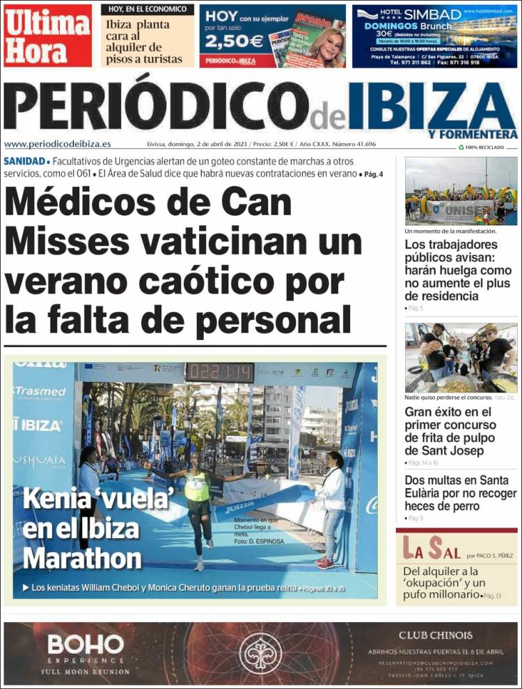 Portada de Periódico de Ibiza (España)