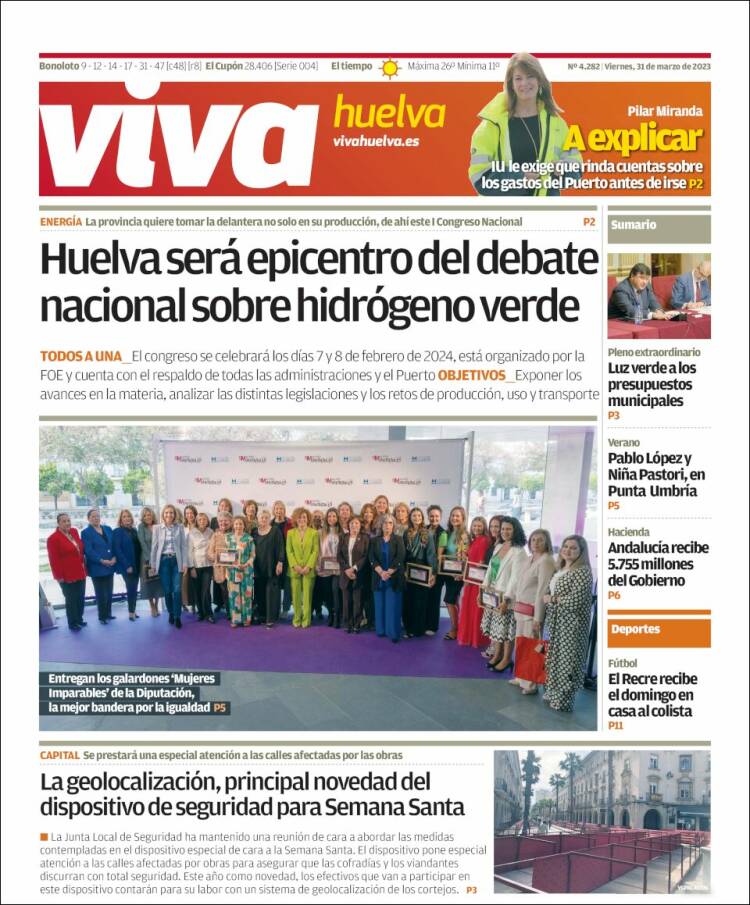 Portada de Viva Huelva (España)