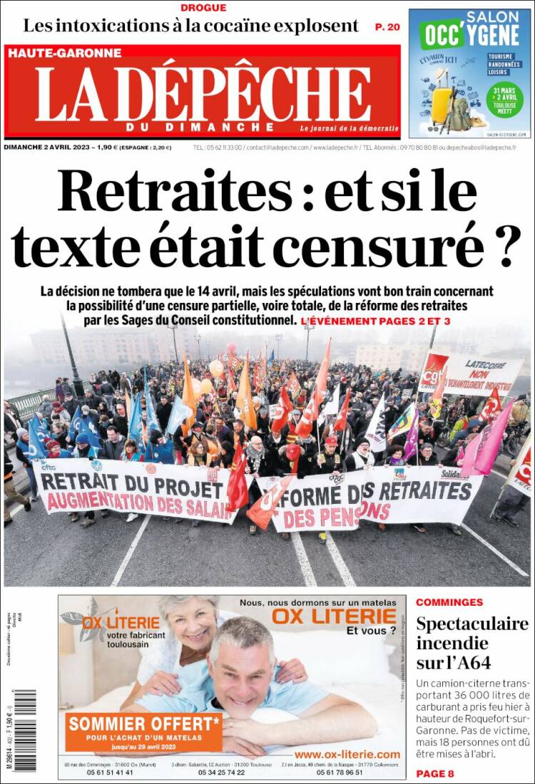 Portada de La Dépêche du Midi (Francia)