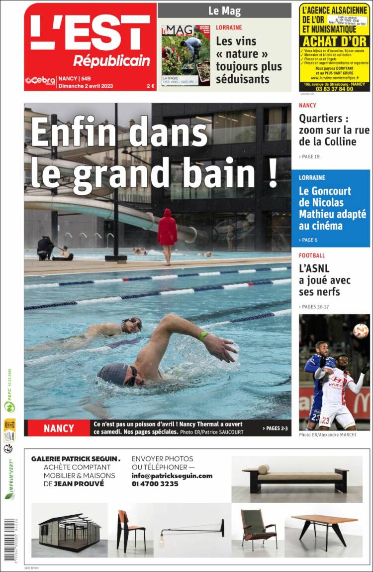 Portada de L'Est Republicain (Francia)