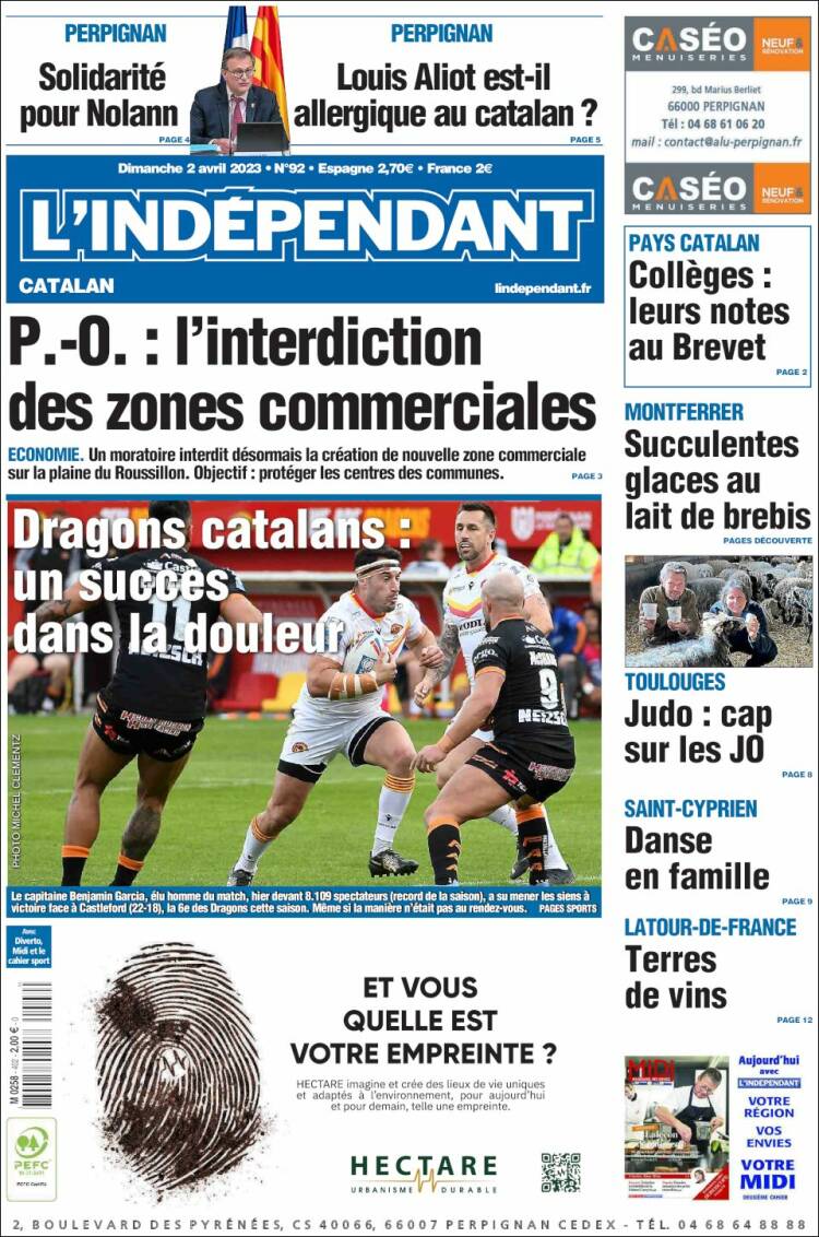 Portada de Le Indépendant (Francia)