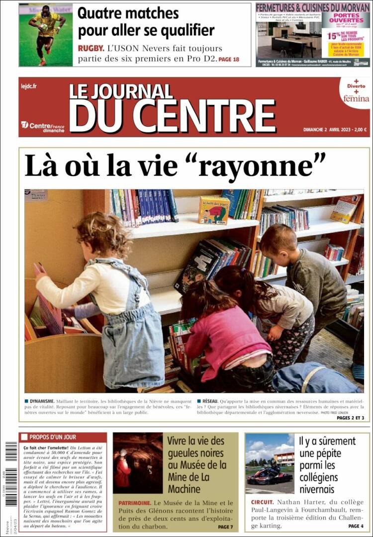 Portada de Le Journal du Centre (Francia)