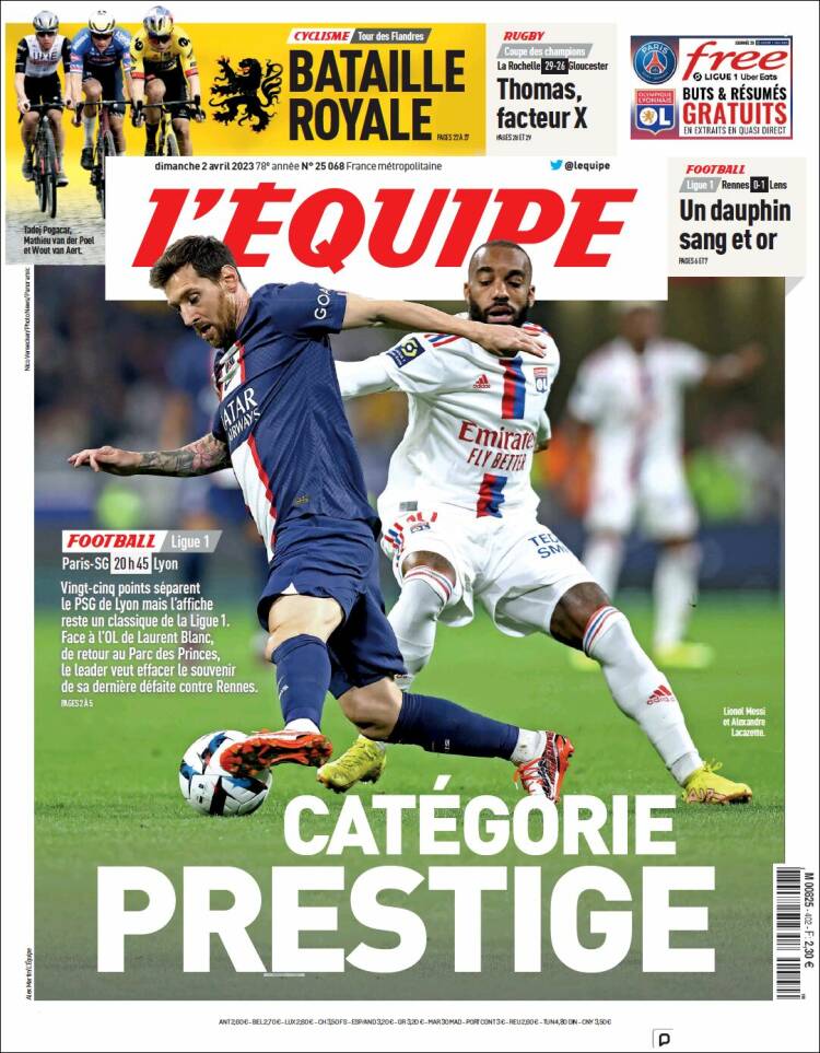 Periódico Lequipe Francia Periódicos De Francia Edición De Domingo