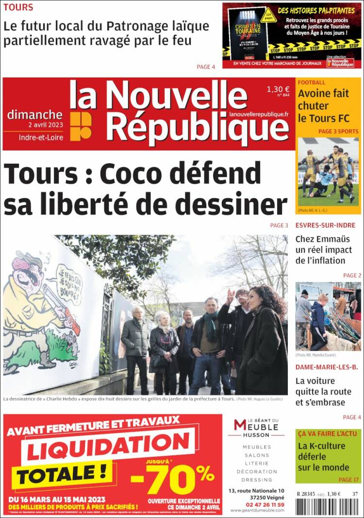 Portada de La Nouvelle Republique (Francia)