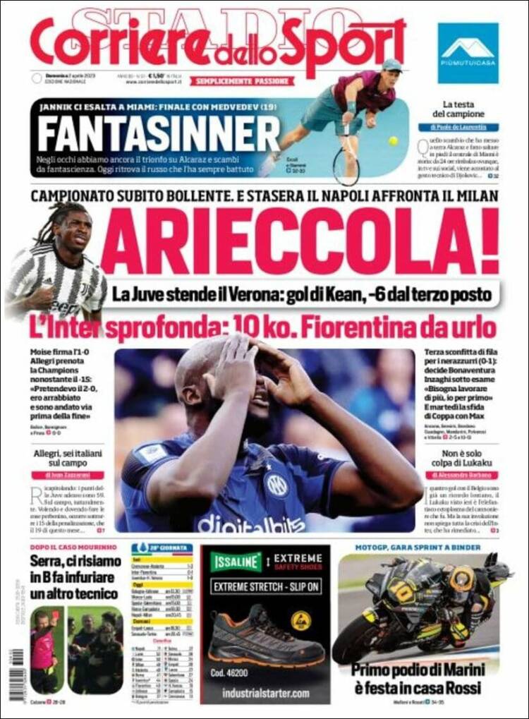 Portada de Corriere dello Sport (Italia)