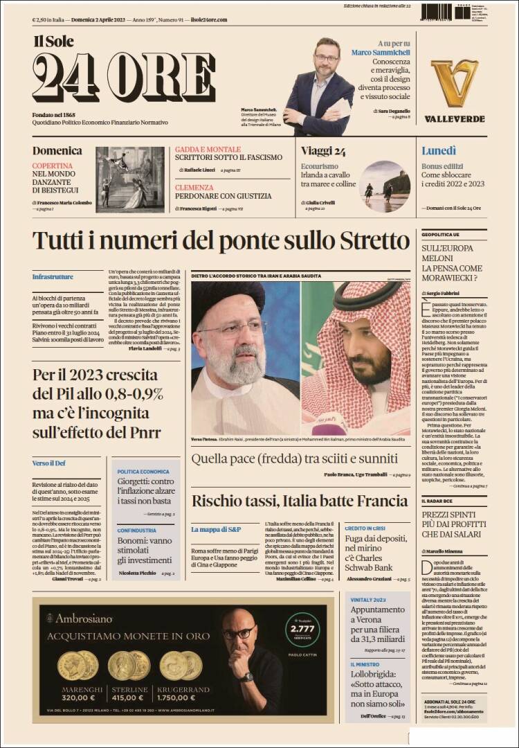 Portada de Il Sole 24 ORE (Italia)