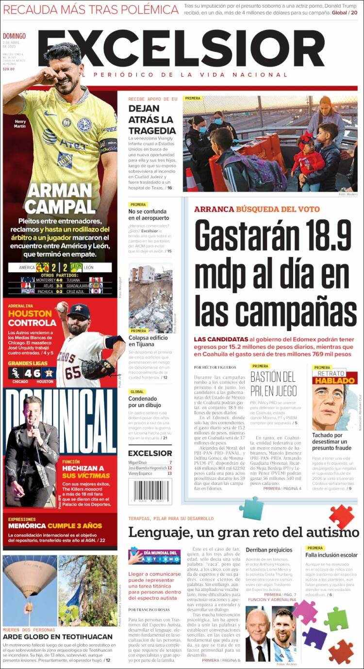 Portada de Excelsior (M&eacute;xico)