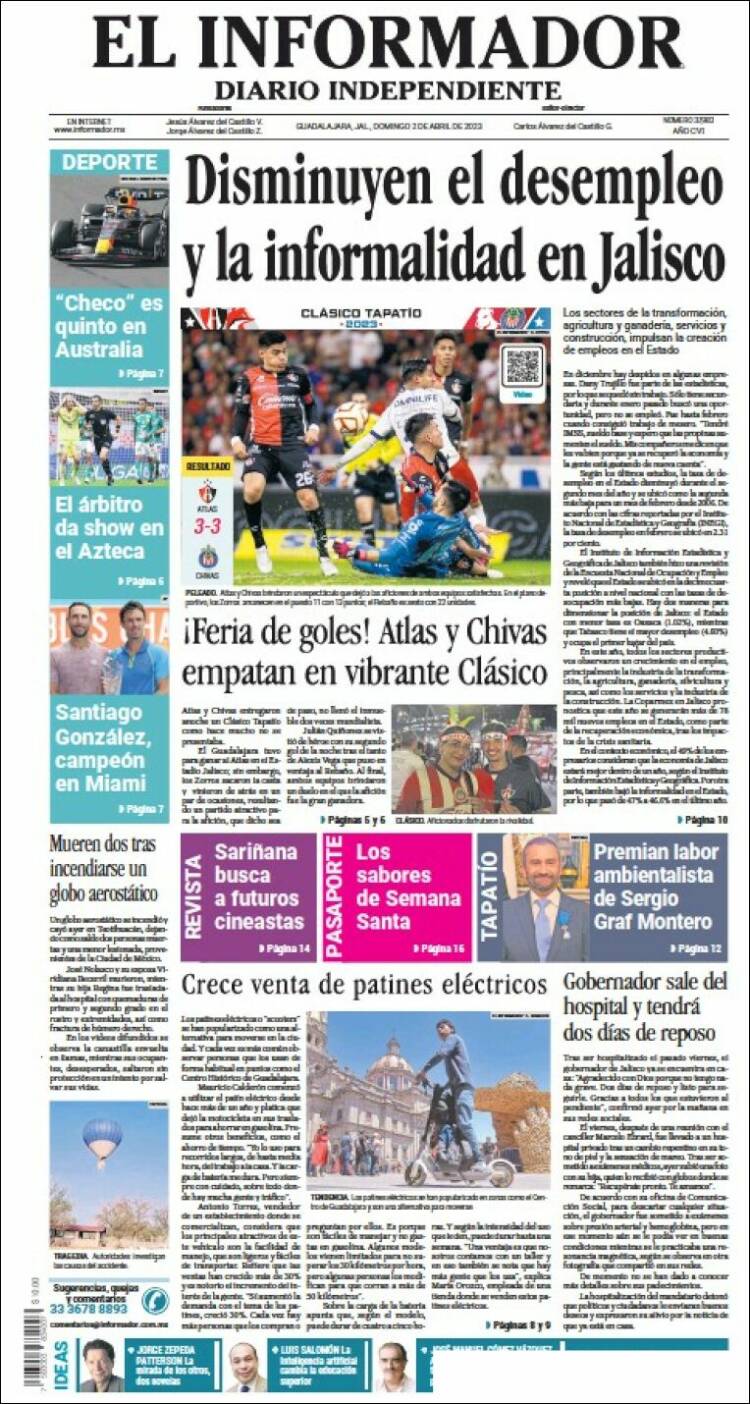 Portada de El Informador (M&eacute;xico)