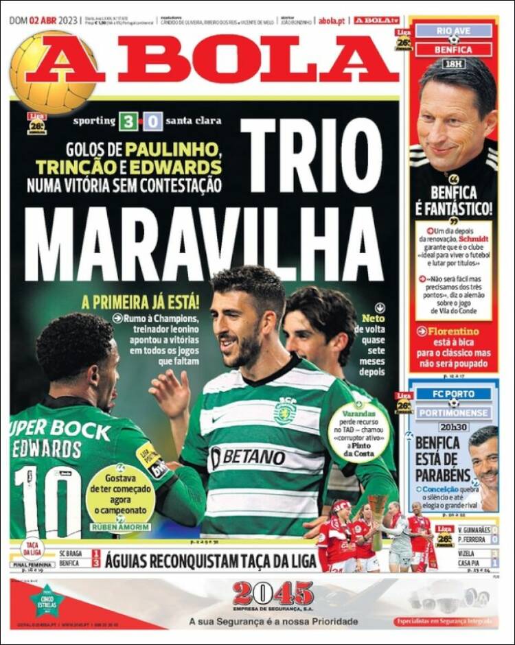 Portada de A Bola (Portugal)