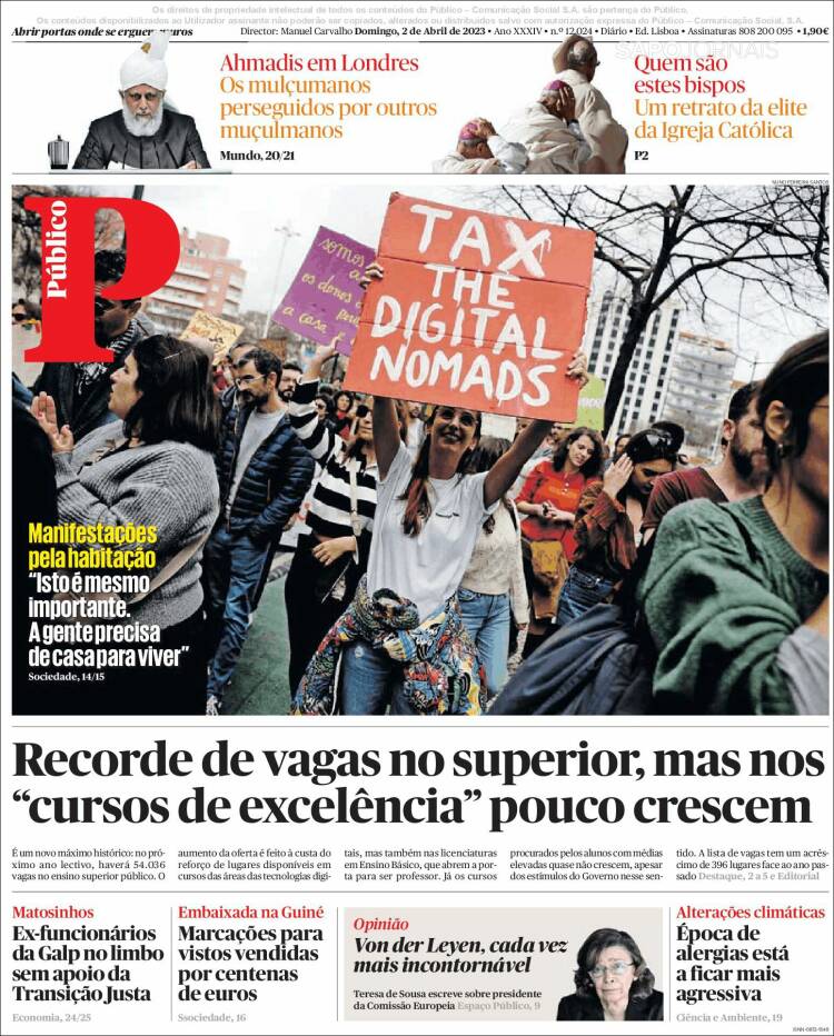 Portada de Público (Portugal)