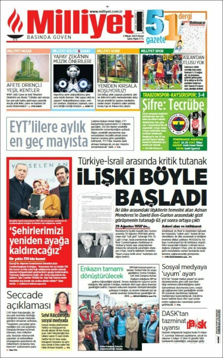 Portada de Milliyet (Turqu&iacute;a)