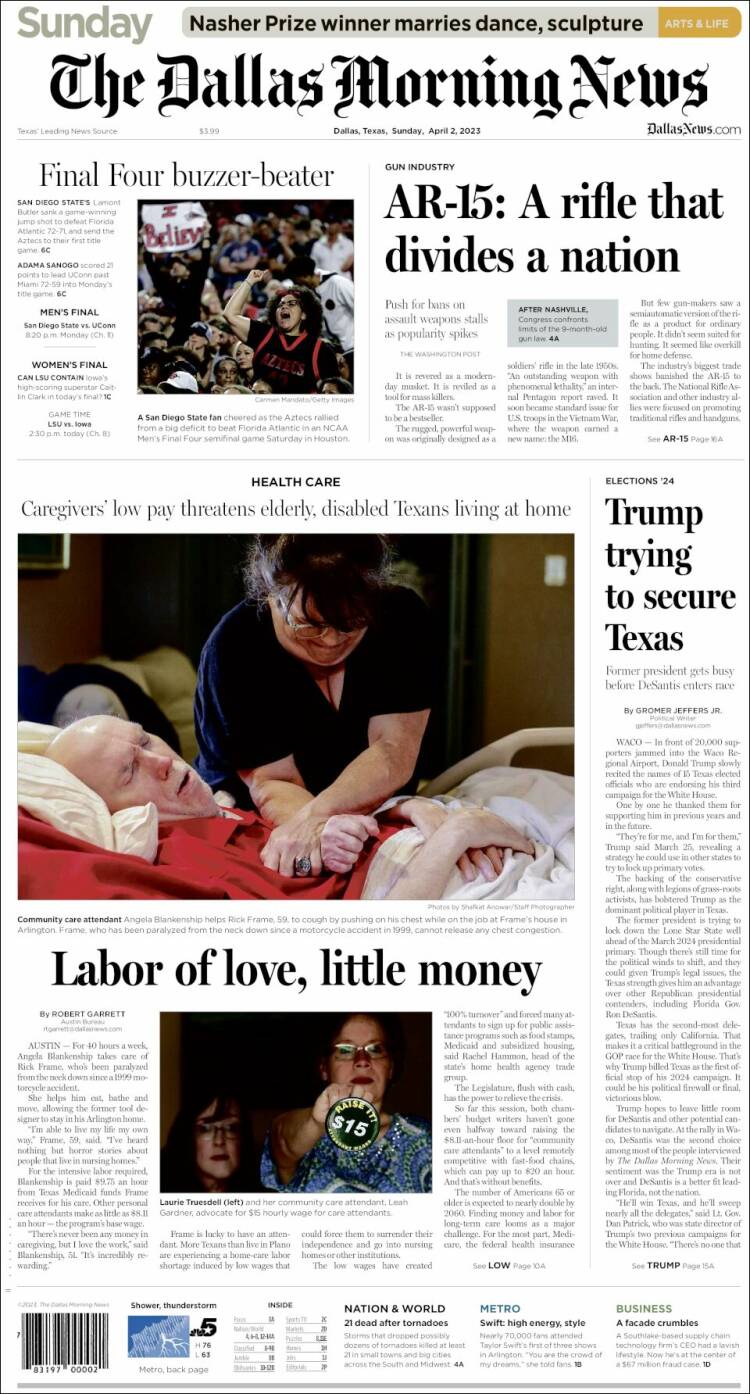 Portada de Dallas Morning News (USA)