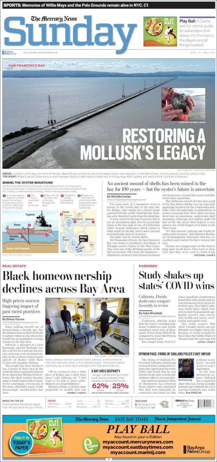 Portada de San Jose Mercury News (USA)