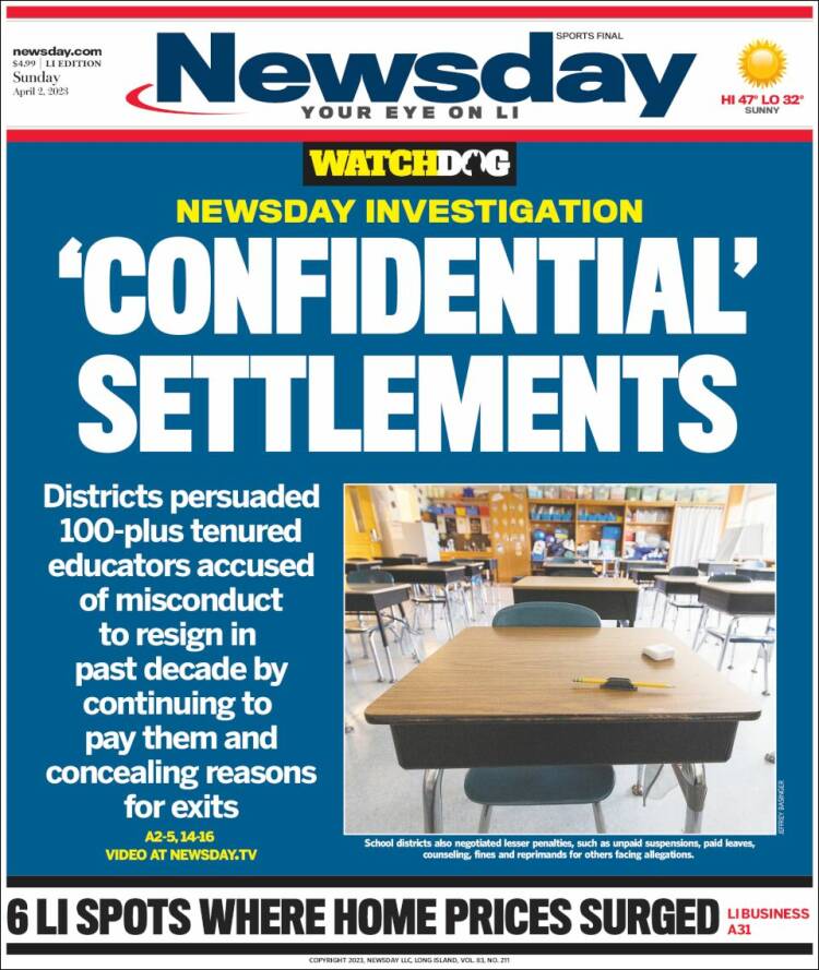 Portada de Newsday (USA)