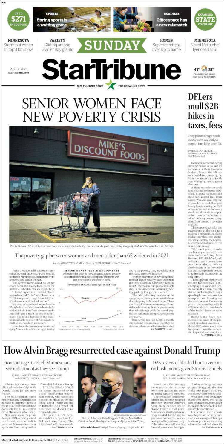 Portada de Star Tribune (USA)