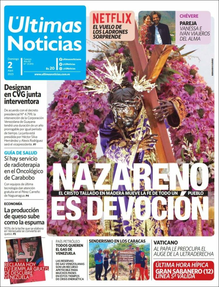Portada de Últimas Noticias (Venezuela)