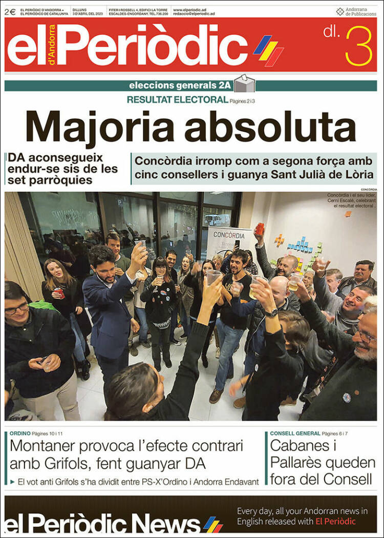 Portada de El Periòdic d'Andorra (Andorre)