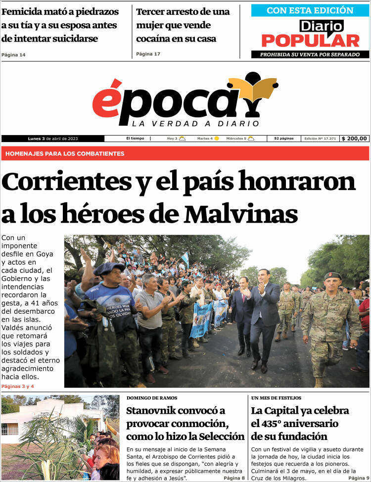 Portada de Diario Época (Argentina)