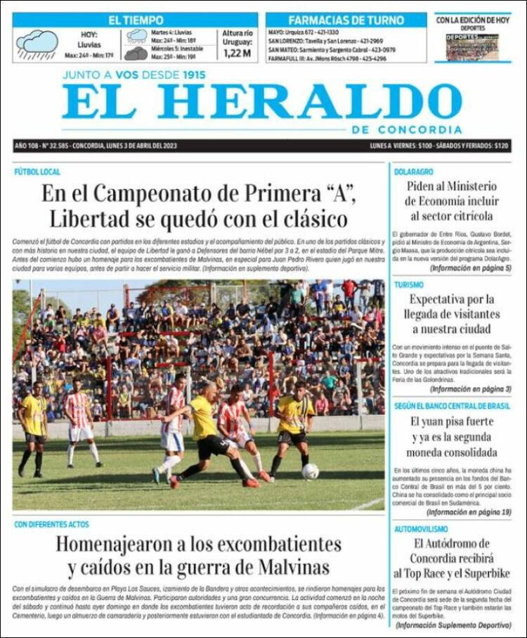 Portada de El Heraldo de Concordia (Argentina)